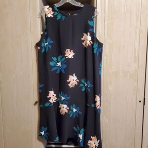 Who What Wear Black & Floral Sleeveless Ruffle Dress XL